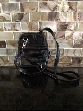 Black Patent Crossbody Bag with Adjustable Strap